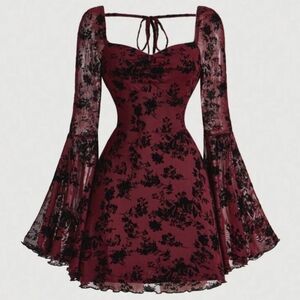 Elegant Floral Bell Sleeve Dress